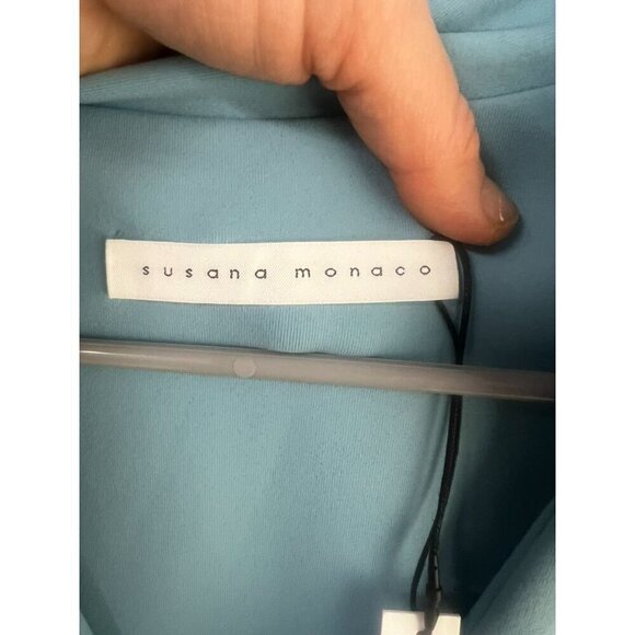 Susana Monaco Womens Aqua Long Sleeve Bodysuit With Collar workattire profession - Picture 8 of 11